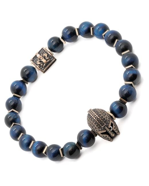 Ebru Jewelry Blue Tiger's Eye Gladiator Beaded Bracelet for men