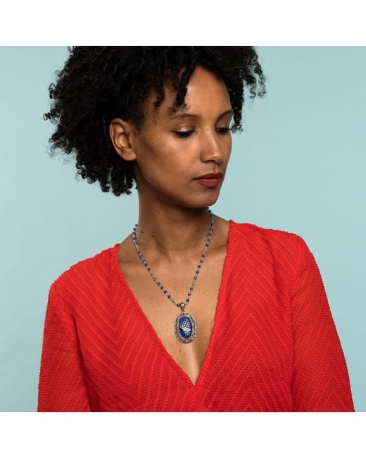 Emma Chapman Jewels Blue Lapis Tsavorite Diamond Pendant