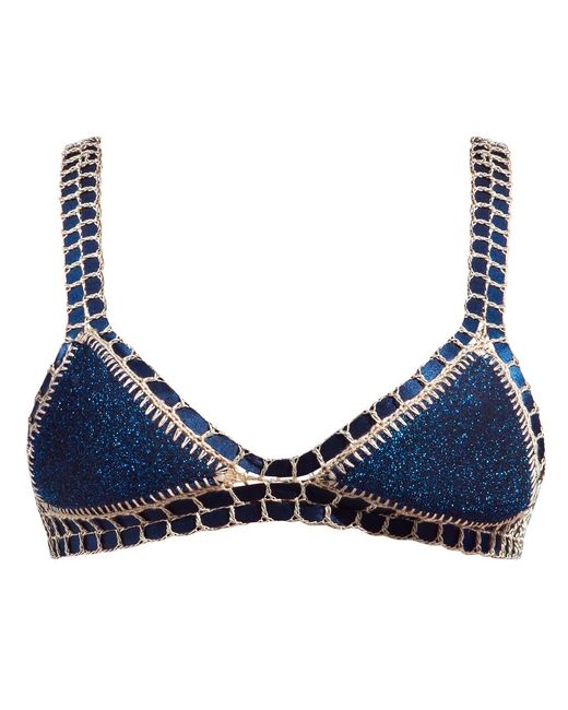 Luxsea Swimwear Blue Tahiti Lurex Crochet Bikini Top