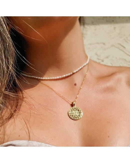 Seven Saints Metallic Sri Yantra Supreme Manifestor Necklace, Rhodium Over Sterling