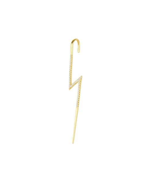 Spero London Metallic Sterling Lightning Bolt Ear Crawler With Sparkling Gemstones