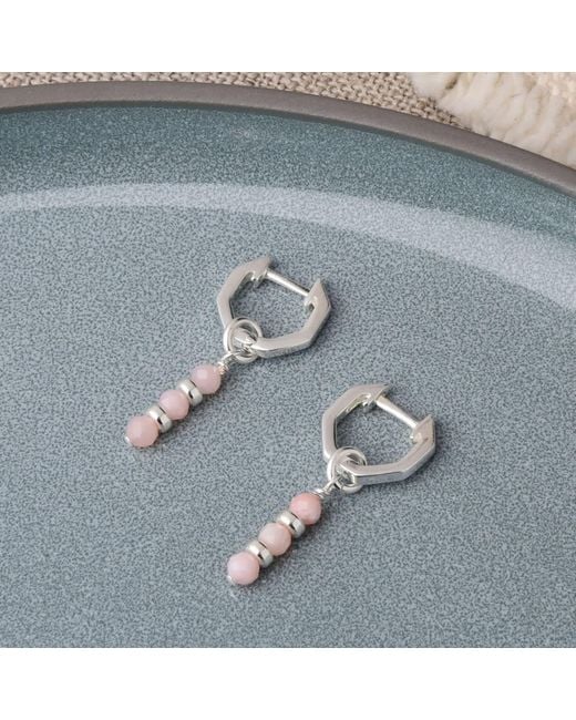 Nellou Jewellery Multicolor Linear Huggie Birthstone Earrings October Sterling