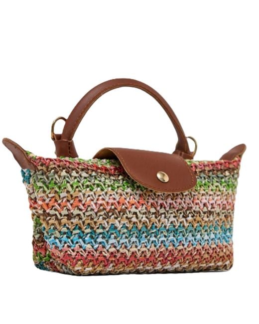 Springmoonatelier Multicolor Neutrals Mini Straw Colorful Crossbody Bag
