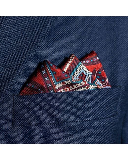 Otway & Orford Purple 'Labyrinth' Paisley Silk Pocket Square for men
