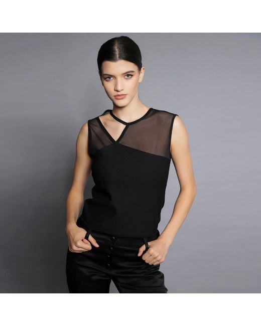 Silvia Serban Black Mesh Cutout Top