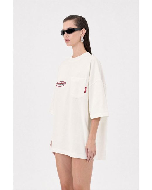 mysimplicated White Neutrals Workwear Ecru Oversized Pocket T-Shirt W