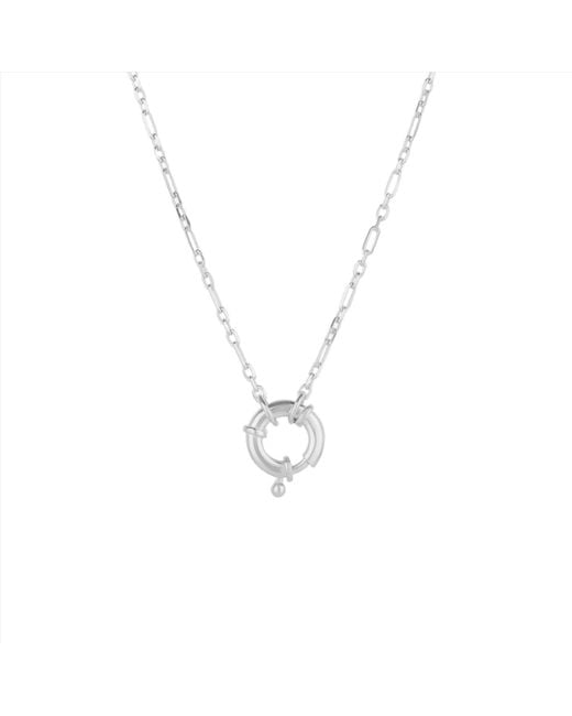 Spero London Metallic Large Lock Sterling Chain Necklace