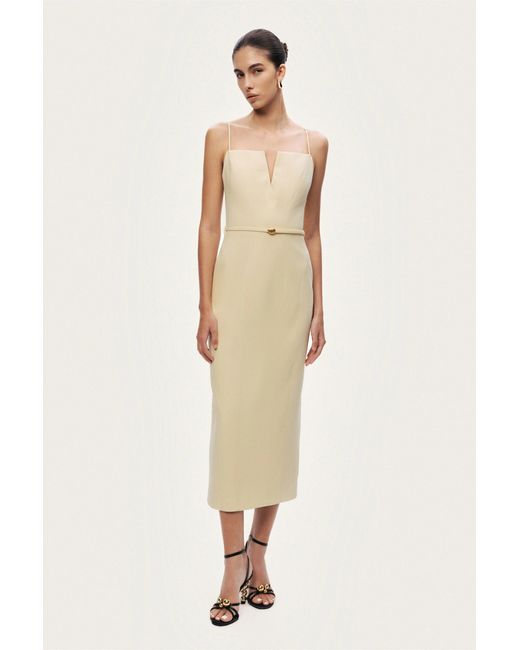 Nocturne White Strappy Belted Midi Dress