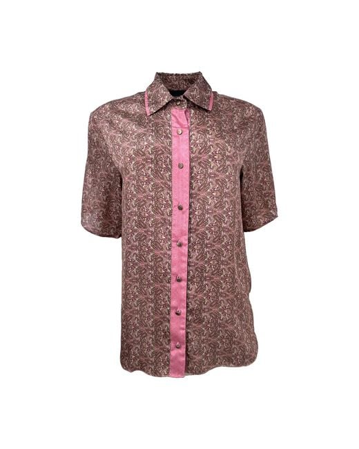 Monzlapur New York Pink Rose Paisley Motif Short Sleeve Shirt for men