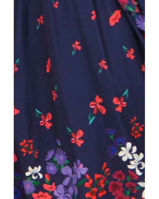 Yumi' Blue Floral Mirror Wrap Dress With Dip Hem