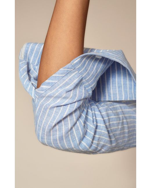 Gunda Hafner Ltd Blue Light And Striped Linen Cotton Blend Shirt