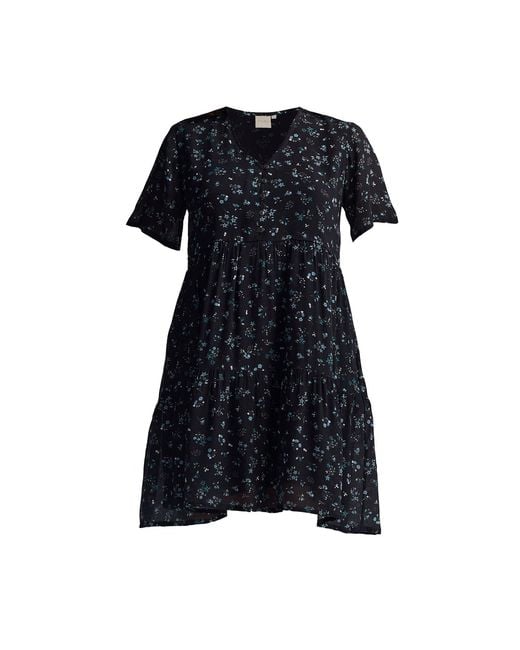 REISTOR Black Floral Short Tiered Dress