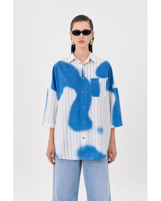 mysimplicated Blue Stripes Oversized Shirt W