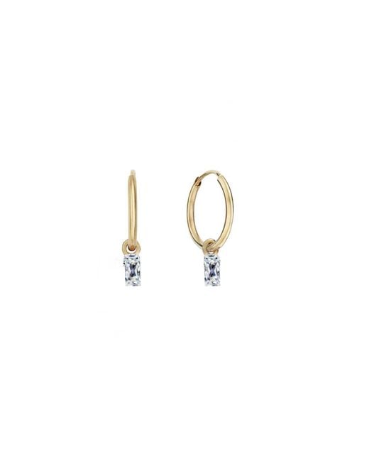 Lily Flo Jewellery Metallic Rising Star Baguette Diamond Huggie Hoops