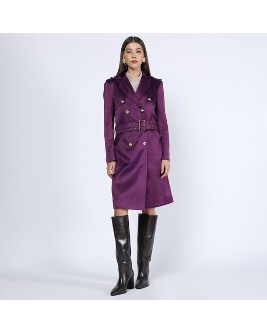 Richa Sharma Purple Burgundy Hued Double Breasted Trench Coat
