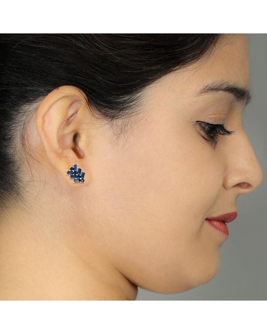 Artisan Blue Sapphire Stud Earrings