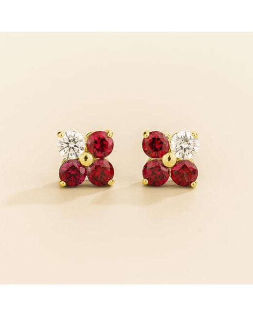 Juvetti Red Clover Ruby & Diamond Earrings