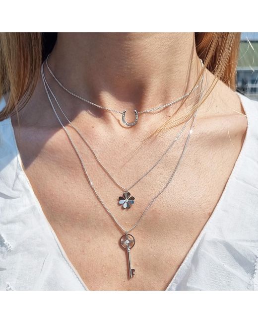 Lee Renee Metallic Diamond Key Necklace –