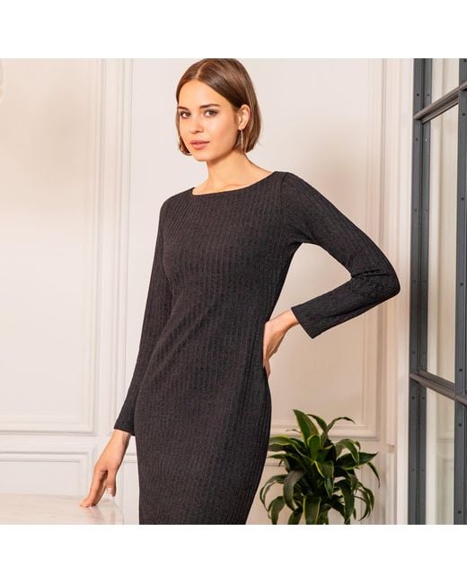 Alie Street London Blue Noelle Rib Knit Jumper Dress