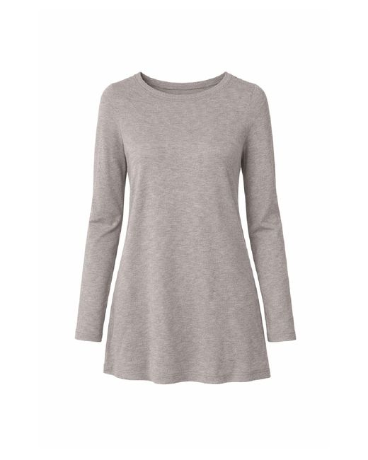 Conquista Gray Long-Sleeve Minimalist Knit Top With Clean Silhouette