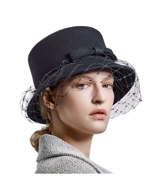 Misa Harada Millinery Gray Lucille Veiled Bucket Hat