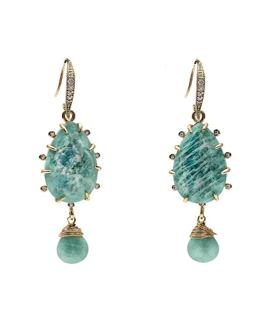 Farra Green Teardrop Amazonite Dangle Earrings