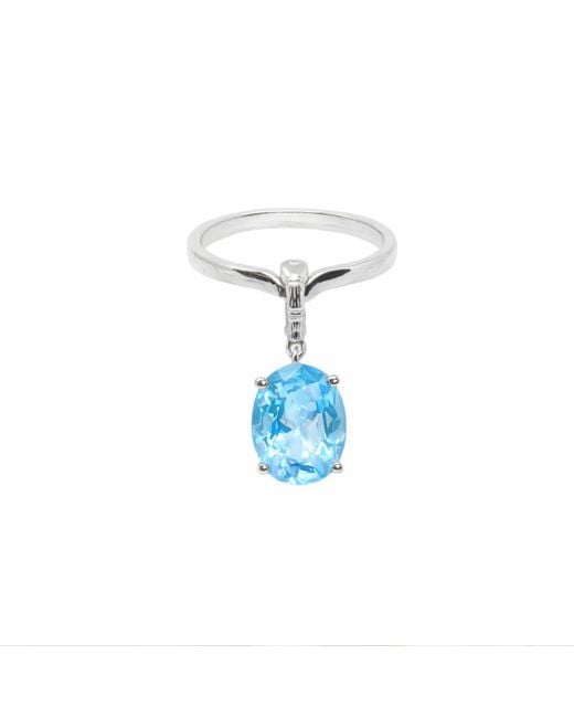 NASI SILVER Blue Crystalis Dancer Dangling Ring- Topaz