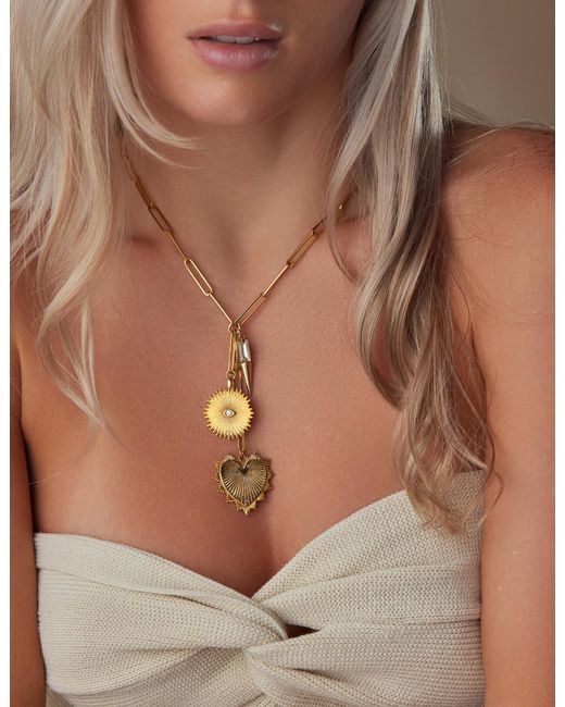 Adriana Pappas Designs Metallic Golden Rays Drop Necklace