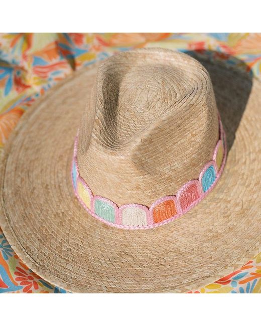 SUNSHINE TIENDA Natural Pastel Kandy Crochet Palm Hat