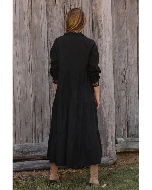 Adrift Clothing Black Winslow Button Through Dress