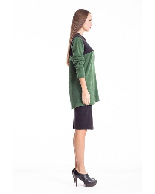 Conquista Green Wool Blend Block Colour Cardigan