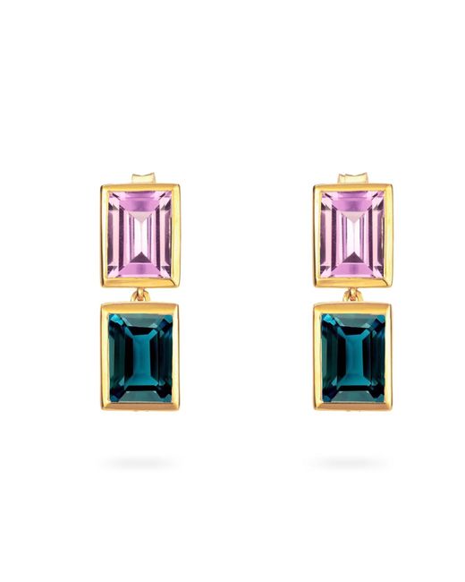 Augustine Jewels Pink Amethyst And Topaz Two Drop Earrings