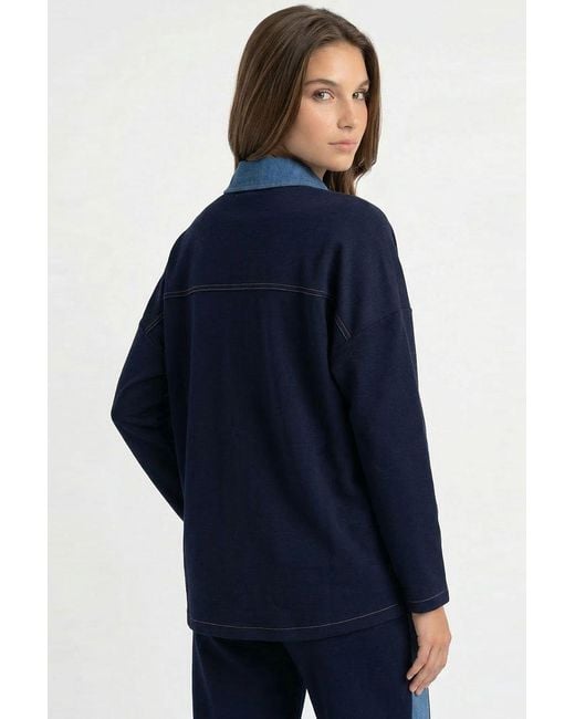 Exquise Blue Makena Long Sleeve Pocket Knit Jacket