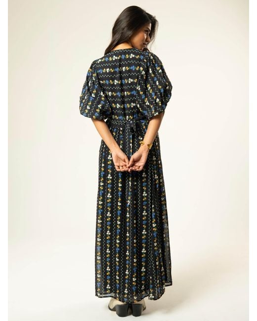 Rose & Nancy Gray Kiri Floral Printed Maxi Dress