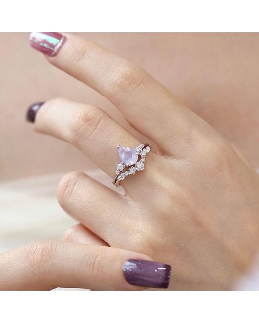 Azura Jewelry New York White Floral Symphony Amethyst Ring Set Vermeil