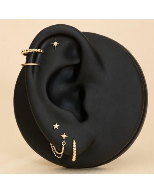 Vanhi Metallic 14K Solid Mini Star Flat Back Stud