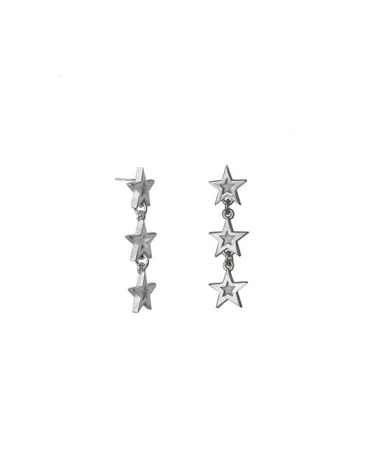 Edge Only White Megastar 3 Star Drop Earrings Sterling