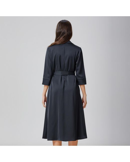 Smart and Joy Black Stitched Pleats Shirt-Dress