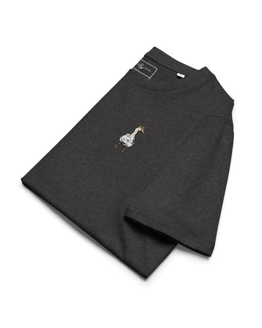 Anchor and Crew Black Heather Dapper Duck Actual Life Organic Cotton Embroidered T-Shirt for men