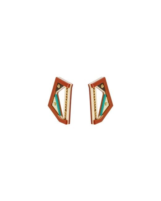 Gissa Bicalho Brown Acrylic Handmade Earring Faceted Cinnamon