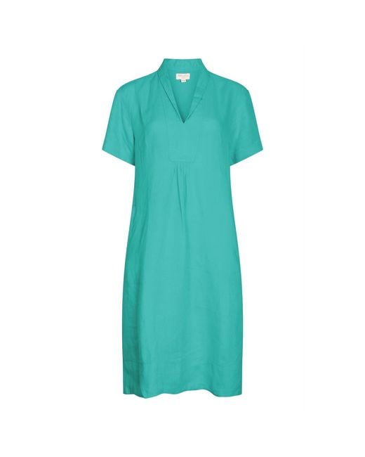 NoLoGo-chic Green Elodie Short Sleeve Midi Dress Linen
