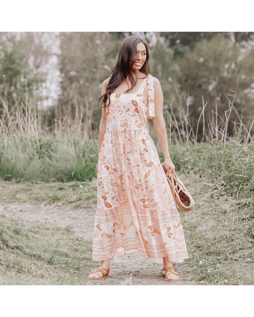 LAtelier London Orange Celia Floral Retro Print Midi Sundress
