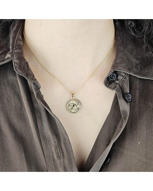 Harfi Metallic Sagittarius Plated Zodiac Astrology Pendant Charm Necklace