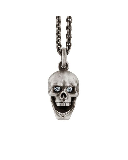 Snake Bones Metallic Skull Pendant With Hinged Jaw & Diamond Eyes for men