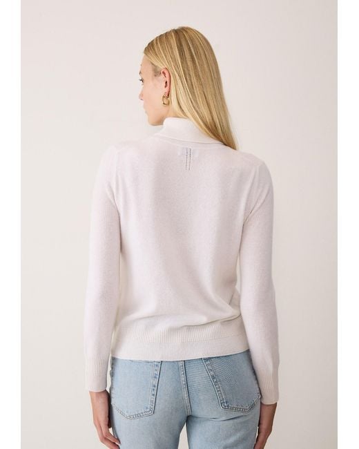 Loop Cashmere White Cashmere Polo Neck Sweater
