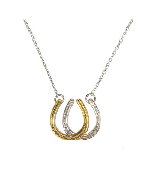 Simon Kemp Jewellers Metallic Double Horseshoe Pendant Eighteen Carat On Solid Sterling