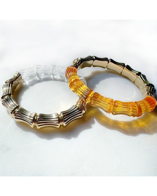 Gold & Honey Metallic Bamboo Bangle Bracelet