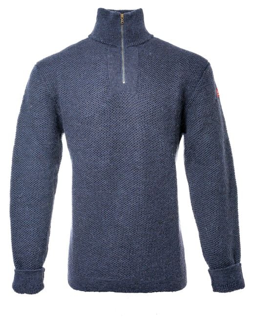 Arthur Beale Blue Zip Neck Jumper for men