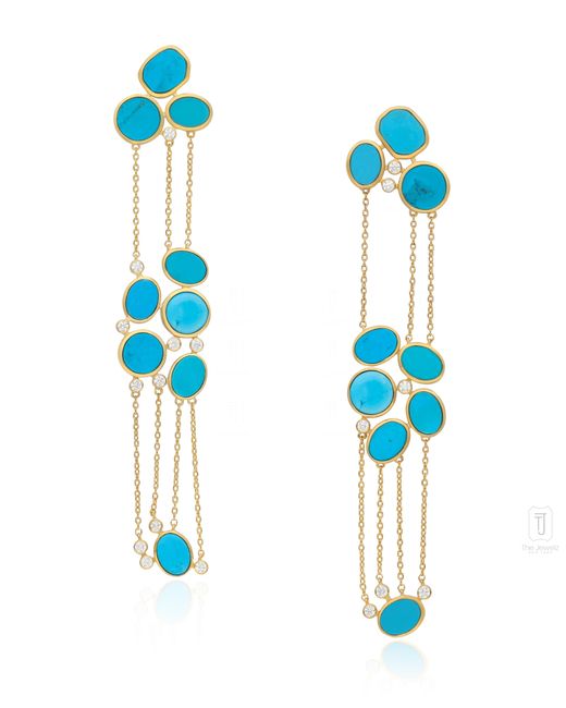 The Jewelz Blue Neutrals Nyra Disc Long Earrings