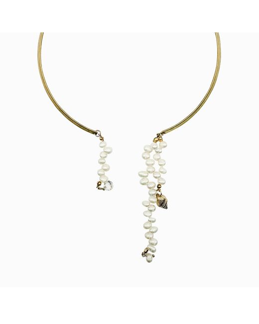 Babaloo Brown Pearl Cluster Cuff Necklace
